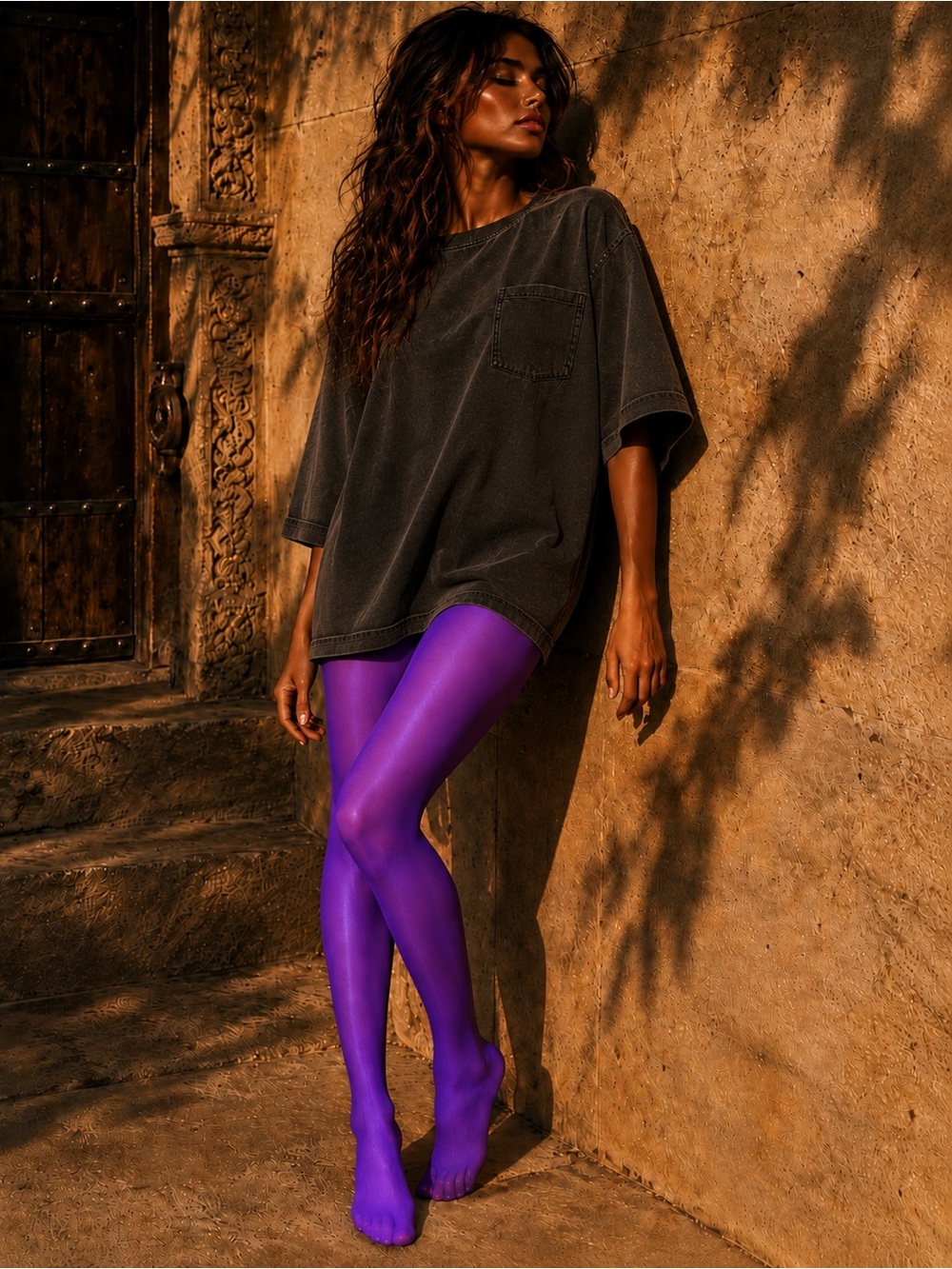 Women's Purple Stretch tights Sleek Fit